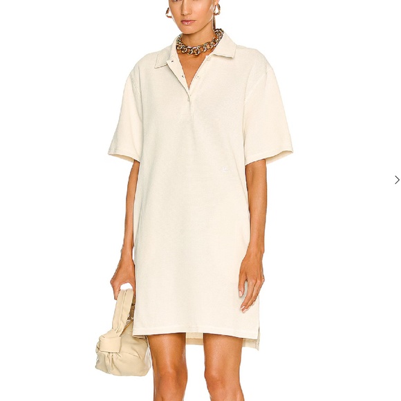 HELMUT LANG Waffle Polo Dress Size Small Color: Winter White - Picture 1 of 14